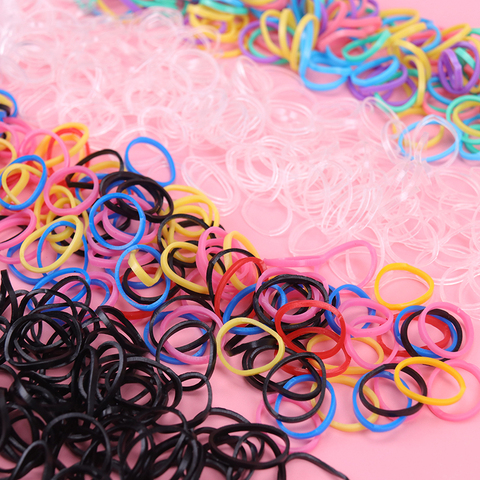 Bandes de caoutchouc élastiques colorées pour filles | Petits bracelets gomme épais jetables pour support queue de cheval, accessoires de cheveux à la mode 300 pièces/lot ► Photo 1/6