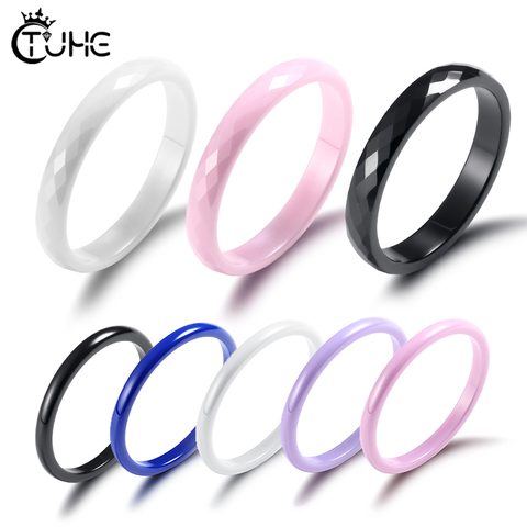 bague femme 2 pièces/ensemble coloré sain lisse 2mm en céramique anneaux pour les femmes étanche bijoux minimaliste cadeau de mariage jamais se faner jamais gratter ► Photo 1/6