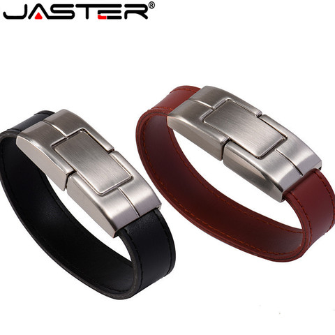 Clé USB JASTER 64gb cuir métal porte-clés clé USB 32gb 16gb 8gb 4gb usb2.0 bracelet ► Photo 1/6