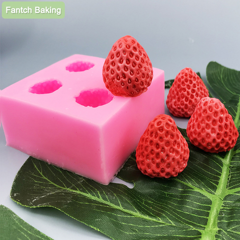 Fruit fraise Silicone moule Fondant chocolat gelée faisant gâteau outil décoration moule four vapeur disponible argile pour travaux pratiques résine Art ► Photo 1/6