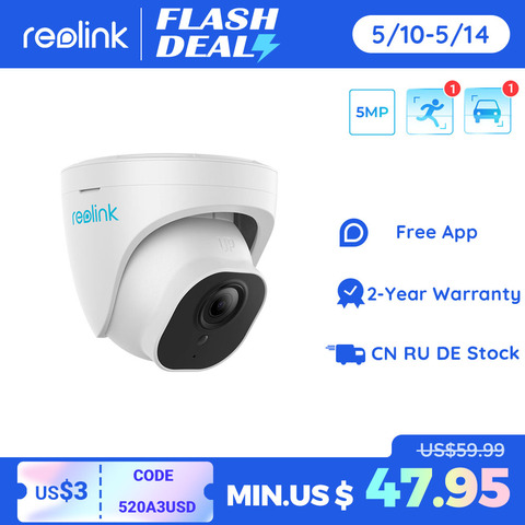 Reolink – caméra de surveillance dôme IP intelligente, 5mp, PoE, Vision nocturne à infrarouge, pour l'extérieur, avec détection humaine/voiture, CCTV ► Photo 1/4