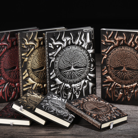 Cahier en cuir épais, Vintage, sculpture, balle d'arbre, carnet de croquis mignon, carnet de planificateur hebdomadaire, fournitures scolaires 016060 ► Photo 1/6
