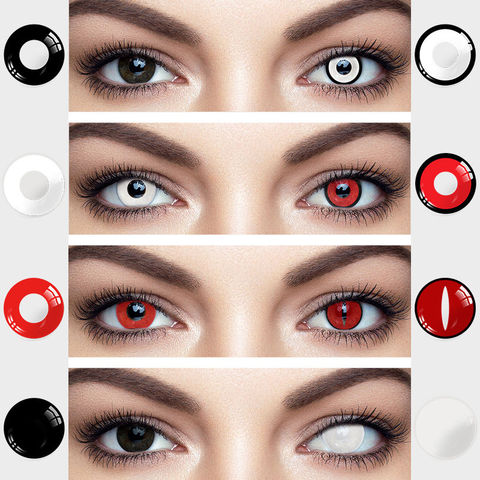 UYAAI – lentilles de Contact colorées, 2 pièces, Halloween, Anime Cosplay, Naruto, lentilles colorées, blanches, noires, rouges ► Photo 1/6