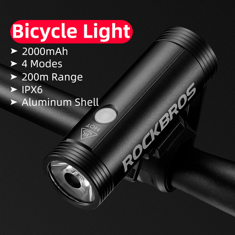 ROCKBROS vélo avant lumière étanche à la pluie USB Rechargeable vélo lumière 400LM vélo phare LED 2000mAh lampe de poche vtt vélo lampe ► Photo 1/6