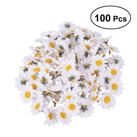 Marguerites Gerbera artificielles, 100 pièces/ensemble, têtes de fleurs pour décoration de mariage à réaliser soi-même (blanc) ► Photo 1/6