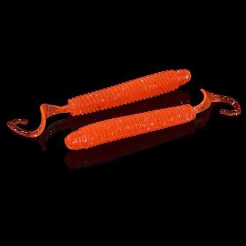 Marche poisson 10 pièces/lot Jig Wobbler appât souple Silicone leurre ver pêche leurres 60mm 1.2g attrayant crevette odeur sel pivotant basse ► Photo 1/6