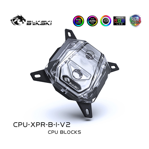 BYKSKI refroidisseur d'eau pour i 9900k/LGA 1366/ LGA 1156/1155/1150/LGA 2011/2066 bloc d'eau refroidisseur de processeur de refroidissement RGB/A-RGB lumière LED ► Photo 1/6