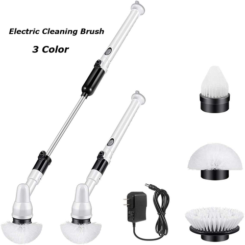 Brosse de nettoyage électrique, Extension du bras, épurateur rotatif, charge sans fil, outils de nettoyage avec 3 têtes de brosse remplaçables ► Photo 1/6