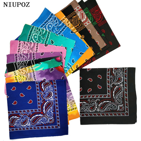 Bandana en coton Hip Hop, écharpe carrée en cachemire, bandeau cravate colorant, noir rouge Paisley, cadeaux pour femmes/hommes/garçons/filles ► Photo 1/6