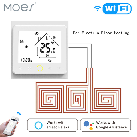 Thermostat WiFi, contrôleur de température 16a, avec écran tactile LCD rétroéclairé pour chauffage électrique, fonctionne avec Alexa et Google Home ► Photo 1/6