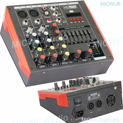 Portable Mini 400W amplificateur Bluetooth puissance mélangeur Console de mixage 4 canaux karaoké musique Live Mixer 2 canaux ampli ► Photo 1/6