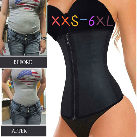 XXS-6XL Corset corps Shaper Latex taille formateur Cincher fermeture éclair sous le buste perte de poids minceur Shapewear sablier ceinture femmes Plus ► Photo 1/6