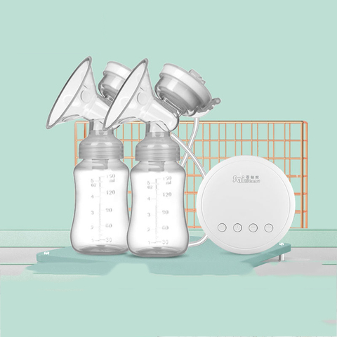 Double pompe à sein électrique USB sans BPA, puissante aspiration de mamelon, avec biberon de lait pour bébé ► Photo 1/6