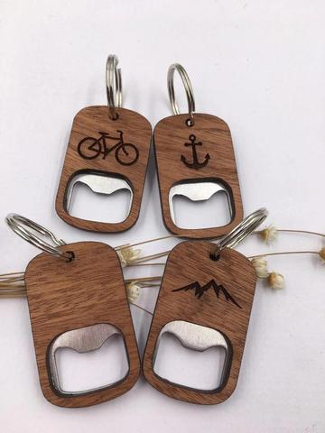 Porte-clés ouvre-bouteille, porte-clés en bois, ancre de vélo en cerf de montagne, accessoires pour bière, cadeaux ► Photo 1/6