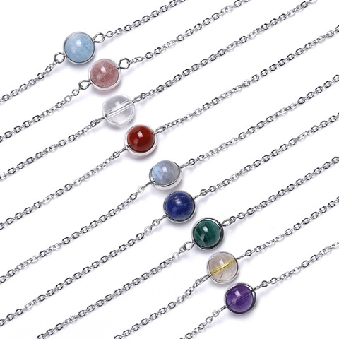 Pierres naturelles guérison cristal clair Labradorite violet Reiki perles pierres Bracelet à la mode en acier inoxydable breloque bijoux porte-bonheur ► Photo 1/6