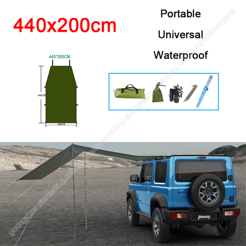 Tente de voiture pluie auvent 200x440cm universel côté voiture toit haut étanche tente Automobile soleil ombre auvent Portable Camping tente ► Photo 1/3