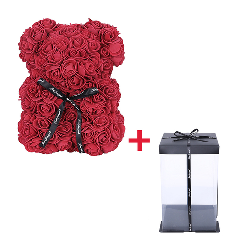 1 ensemble avec boîte 25cm ours en peluche Rose artificielle PE fleur saint valentin fille amie femmes femme fête des mères cadeau fête de mariage ► Photo 1/6