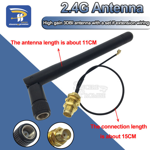 2.4GHz 3dBi WiFi 2.4g antenne RP-SMA mâle routeur sans fil + 17cm PCI U. FL IPX à RP SMA mâle câble queue de cochon ESP8266 ESP32 ► Photo 1/4