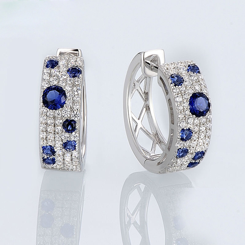 Boucles d'oreilles en zircon bleu, Nano CZ, bijoux de fiançailles, pour fête de mariage, offre spéciale ► Photo 1/3