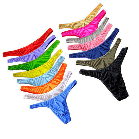 15 couleurs Nylon String hommes pochette convexe G String pour hommes Semi-transparent mince glace soie mâle chaîne Tanga Jocks sous-vêtements ► Photo 1/6