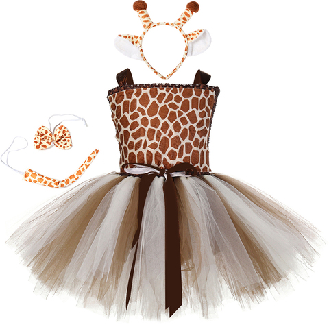 1 ensemble girafe filles Tutu robe tenue Zoo Animal enfant Costumes de noël enfant en bas âge bébé fille Performance anniversaire Jungle robe de fête ► Photo 1/6