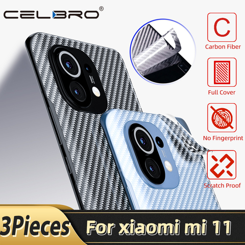 Film de protection arrière en Fiber de carbone pour Xiaomi Mi 11, autocollant mat ► Photo 1/6