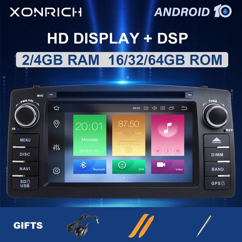 AutoRadio Android 10, 8 cœurs, 4 go/64 go, DSP, Navigation GPS, lecteur DVD, multimédia, stéréo, 2 Din, pour voiture Toyota Corolla E120, BYD, F3 ► Photo 1/6