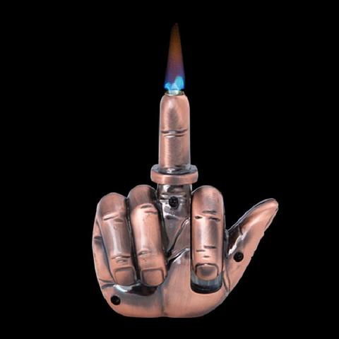 Gaz créatif doigt moyen Jet briquet métal torche silex briquet rechargeable Butane meule briquet Gadgets pour hommes pas de gaz ► Photo 1/1