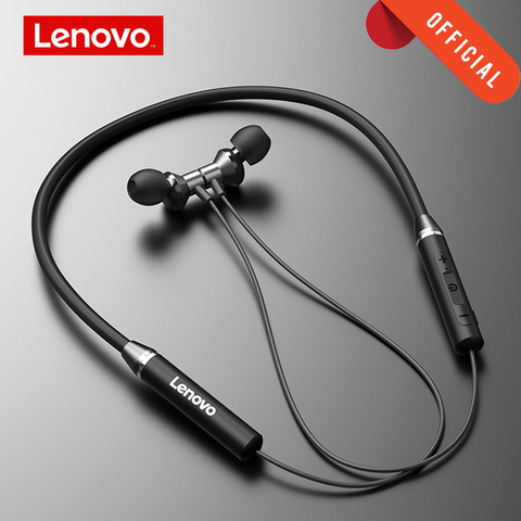 Lenovo écouteur bluetooth oth5.0 casque sans fil magnétique bandeau écouteurs IPX5 étanche Sport écouteurs avec micro antibruit ► Photo 1/6