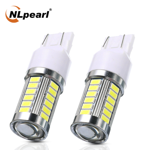 NLpearl 2x Lampe de Signalisation 7440 W21W LED Ampoule T20 LED 7443 W21/5W 5730 33SMD Voiture Sauvegarde Inverse Feu Stop Lampe Blanc Jaune Rouge ► Photo 1/6