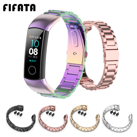 Bracelets en métal FIFATA pour Bracelet d'honneur 5 4 Bracelet de montre pour Huawei Honor Band5 CRS-B19S / 4 CRS-B19 Bracelet en acier inoxydable ► Photo 1/6