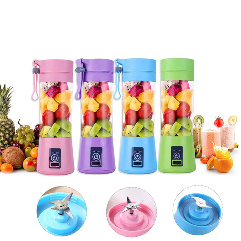 Presse-agrumes électrique Portable, USB, pour maison intelligente, presse-fruits et légumes, mélangeur, tasse Rechargeable avec câble de chargement, 2/4 /6 lames ► Photo 1/6