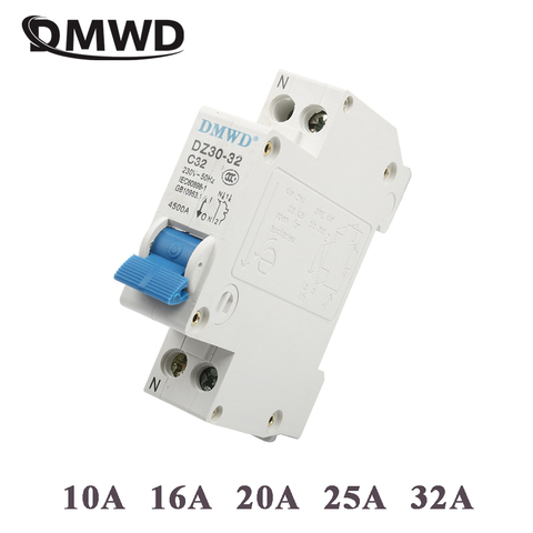 DMWD-mini disjoncteur de courant résiduel, Mini DZ30-32 1P + N, 10A, 16A, 20A, 32a, 220V, 230V, 50HZ, 60HZ, RCBO, mini disjoncteur RCCB ► Photo 1/6