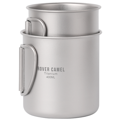 Rover Camel ultra-léger titane tasse en plein air Portable Camping pique-nique eau tasse tasse avec poignée pliable 300ml 400ml ► Photo 1/6