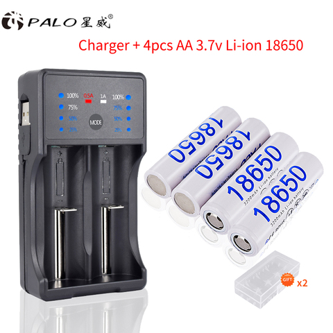 Batterie rechargeable 18650, li-ion 3.7, 3200 v, 18650 mah, avec chargeur led, pour piles AA AAA 18650 ► Photo 1/6