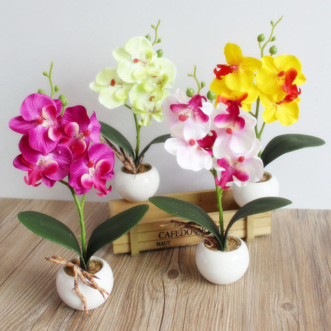 3 têtes artificielle faux papillon orchidée fleur remplie vie pour maison jardin mariage décor Arrangements fleur esthétique Supplie ► Photo 1/6