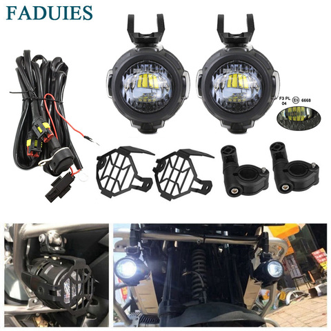 FADUIES moto LED antibrouillard & protection gardes avec faisceau de câblage pour BMW R1200 GS/ADV moto LED lumières blanc 6000 k ► Photo 1/6