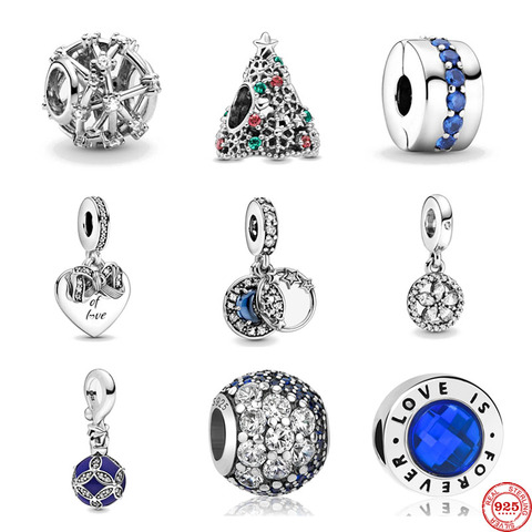 Pendentif étoile ajouré en argent 925, nouveau, européen, nœud et cœur d'amour, perles fines, adaptées aux breloques Pandora originales ► Photo 1/6