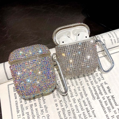 Luxe 3D mignon Bling diamants sans fil Bluetooth écouteurs accessoires étui rigide pour Apple Airpods 2 1 sac de charge de protection ► Photo 1/6