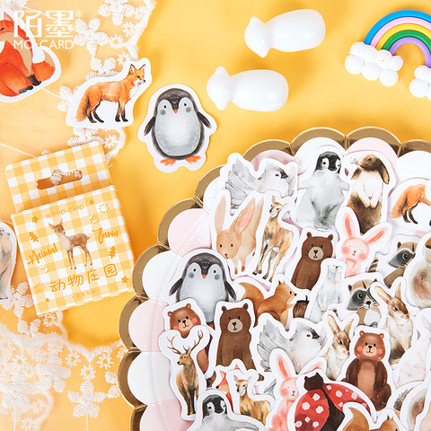 Mohamm-Stickers en animaux de ferme, stickers en boîte de 45 pièces, Stickers de décoration en pingouin mignon, flocons pour Scrapbooking, cadeau, fournitures scolaires de filles ► Photo 1/5