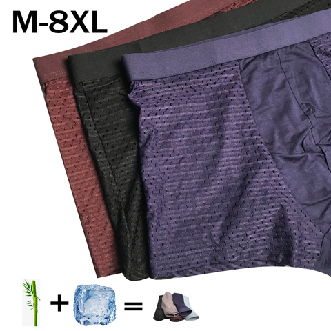 Boxer Pantie pour hommes, en Fiber de bambou, sous-vêtement grande taille XXXXL, short grande taille, dessous respirants, taille 5XL 6XL 7XL, 8XL, 4 pièces/lot ► Photo 1/6