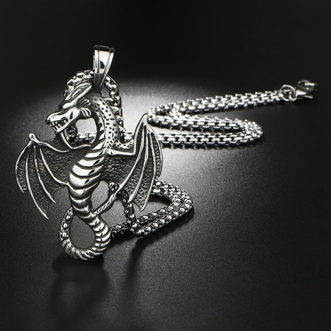 Collier avec pendentif en forme de Dragon pour hommes, accessoires de fête en métal, nouvelle mode ► Photo 1/6