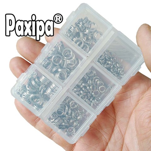 200 pcs Inoxydable Bague Fendue En Acier 5mm à 9mm avec Box Heavy Duty Pêche Double Anneau Connecteur De Pêche accessoires ► Photo 1/4