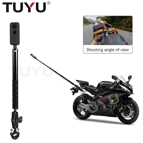 TUYU moto Invisible Selfie bâton monopode guidon support de montage pour GoPro Max 9 8 7 Insta360 One R X2 accessoires de caméra ► Photo 1/6