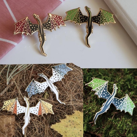 Mignon Dragon dur émail broches dessin animé Anime broches nouveauté Animal Lapen broche en métal Badge écharpe boucle bijoux accessoires cadeaux ► Photo 1/4