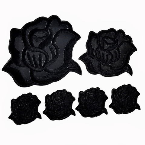 Patch en tissu brodé Rose noir, 5/10 pièces, pour vêtements, manteaux, Jeans, pantalons, Badge, accessoire ► Photo 1/5