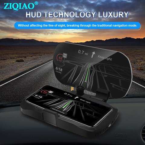 ZIQIAO HUD affichage téléphone intelligent Navigation écran tête haute projecteur voiture support pour chargeur sans fil ► Photo 1/6