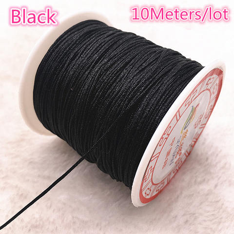 Fil de cordon en Nylon noir 10 mètres/lot 0.8/1.0mm, nœud chinois, macramé, Bracelet tressé, ficelle, bricolage, glands, fil de perles ► Photo 1/2