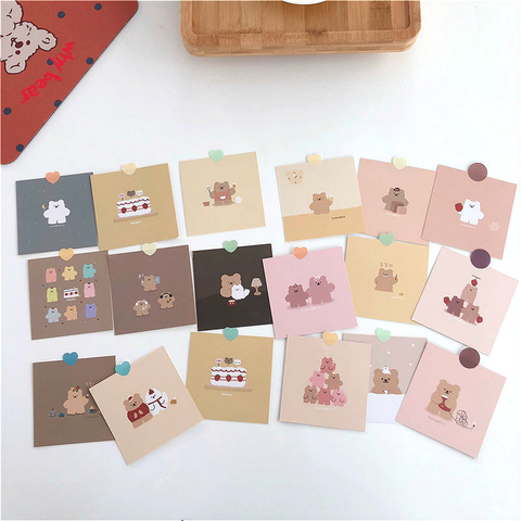 9 pièces coréen mignon dessin animé fraise ours petite décoration cartes de voeux manuel Album chambre mur autocollant Photo accessoires papeterie ► Photo 1/5