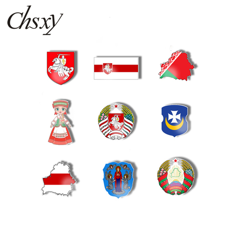 CHSXY république du bélarus symbole acrylique épinglettes insignes biélorusse emblème National blanc chevalier Art époxy broches meilleur cadeau ► Photo 1/6